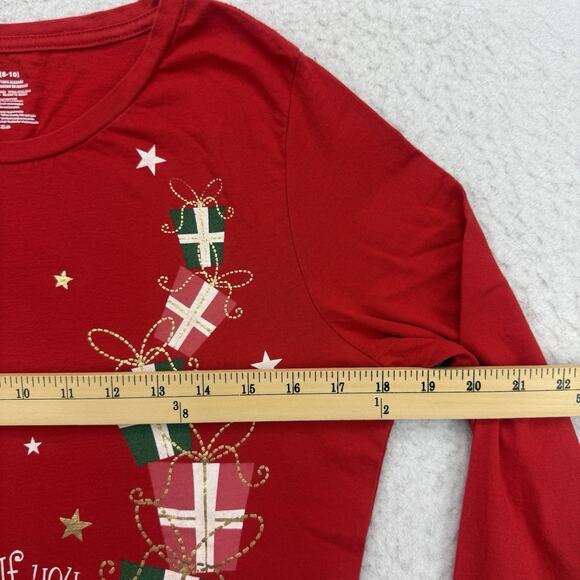 Christmas Shirt Womens Medium M Red Santa Claus Presents Long Sleeve Holiday - Picture 7 of 12